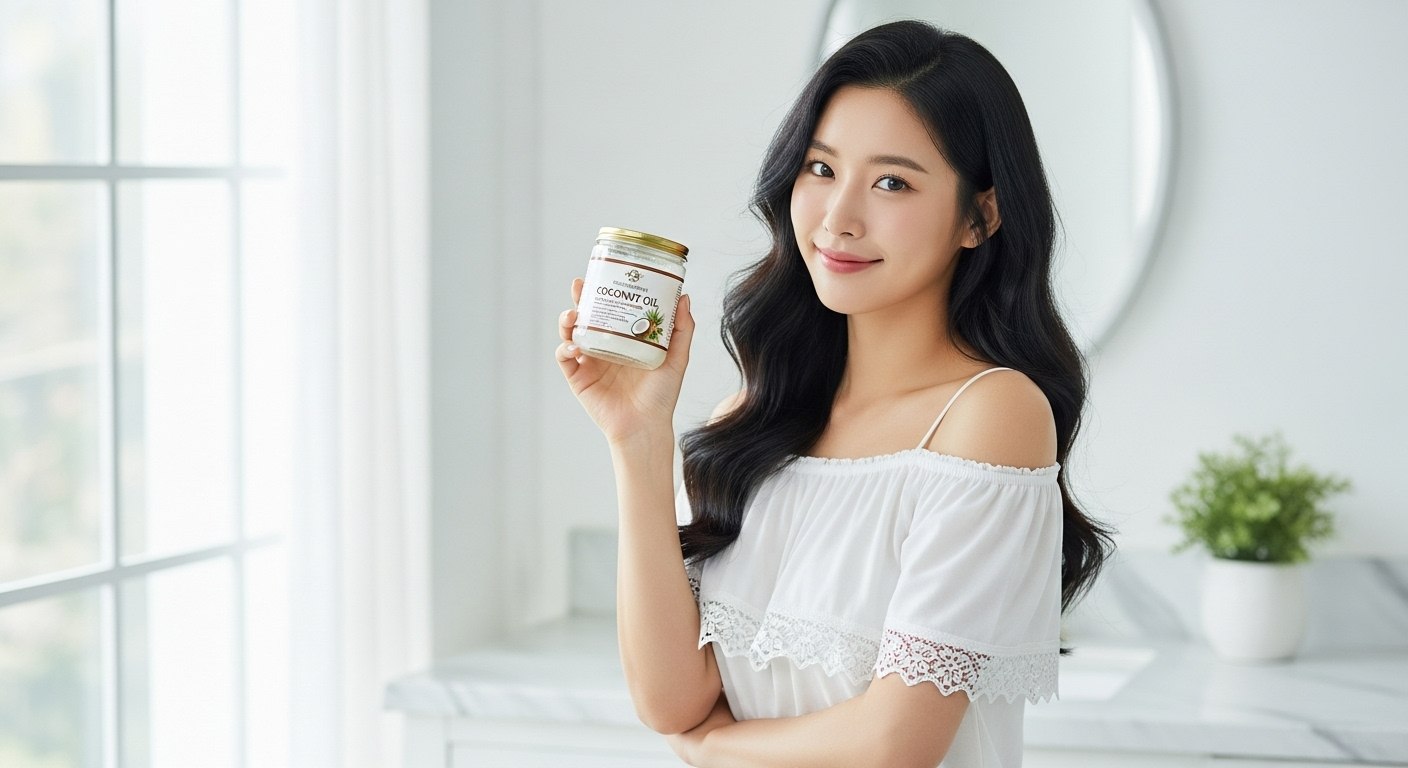 코코넛오일, 한국인 아름다운 20대 여성,고화질, 8k6