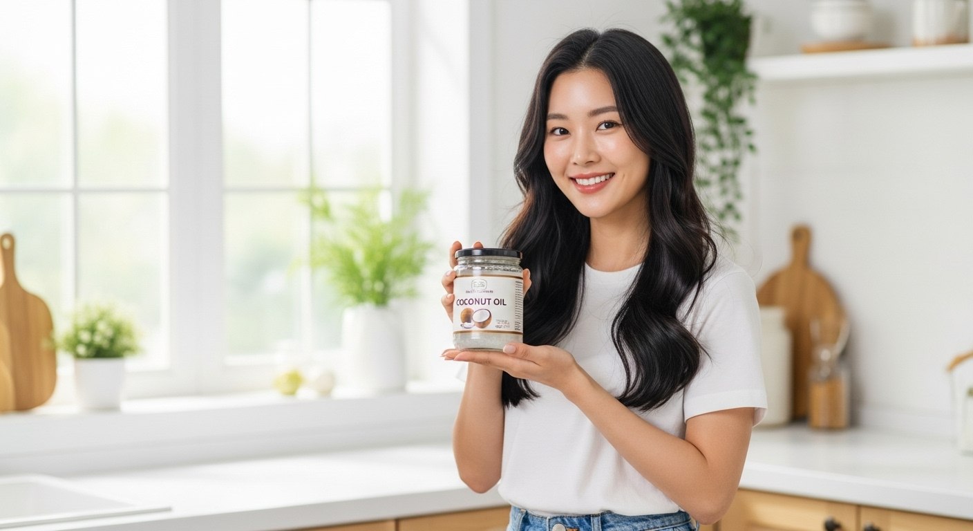 코코넛오일, 한국인 아름다운 20대 여성,고화질, 8k8