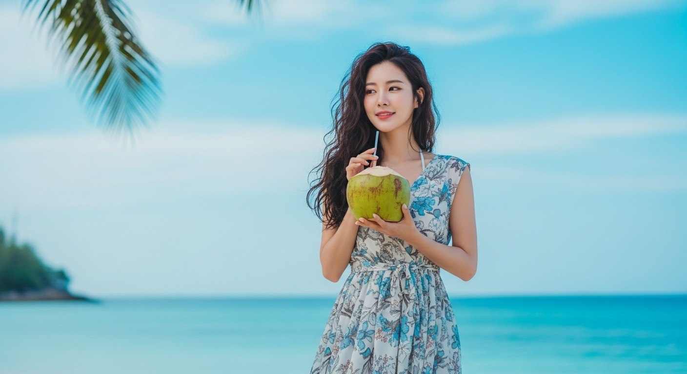 코코넛오일, 한국인 아름다운 20대 여성,고화질, 8k9