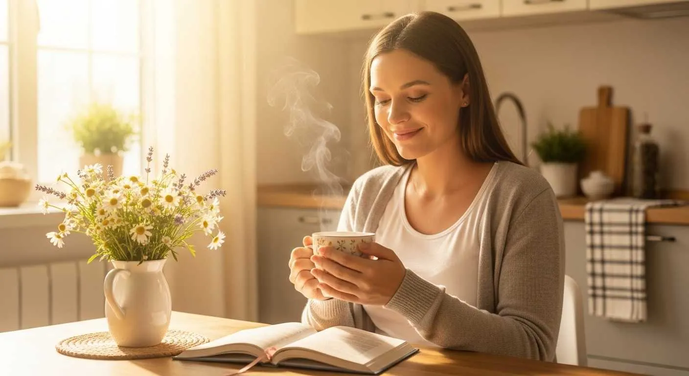 임산부가 김이 나는 따뜻한 허브차3