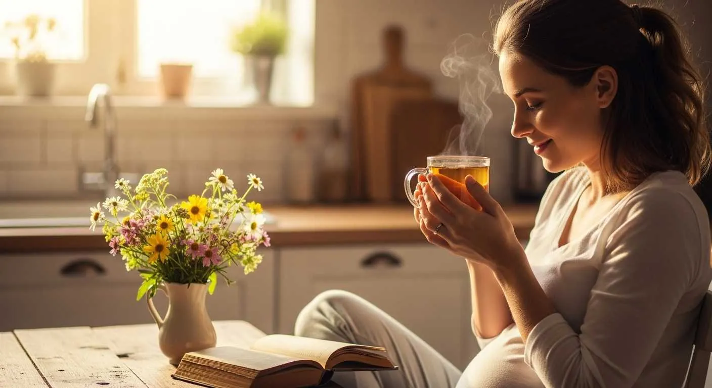 임산부가 김이 나는 따뜻한 허브차4