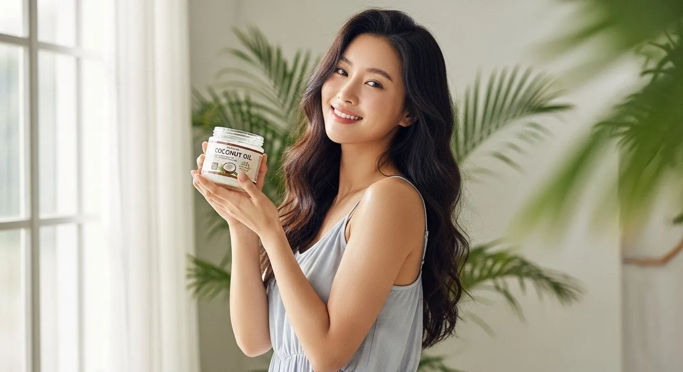 코코넛오일, 한국인 아름다운 20대 여성,고화질, 8k