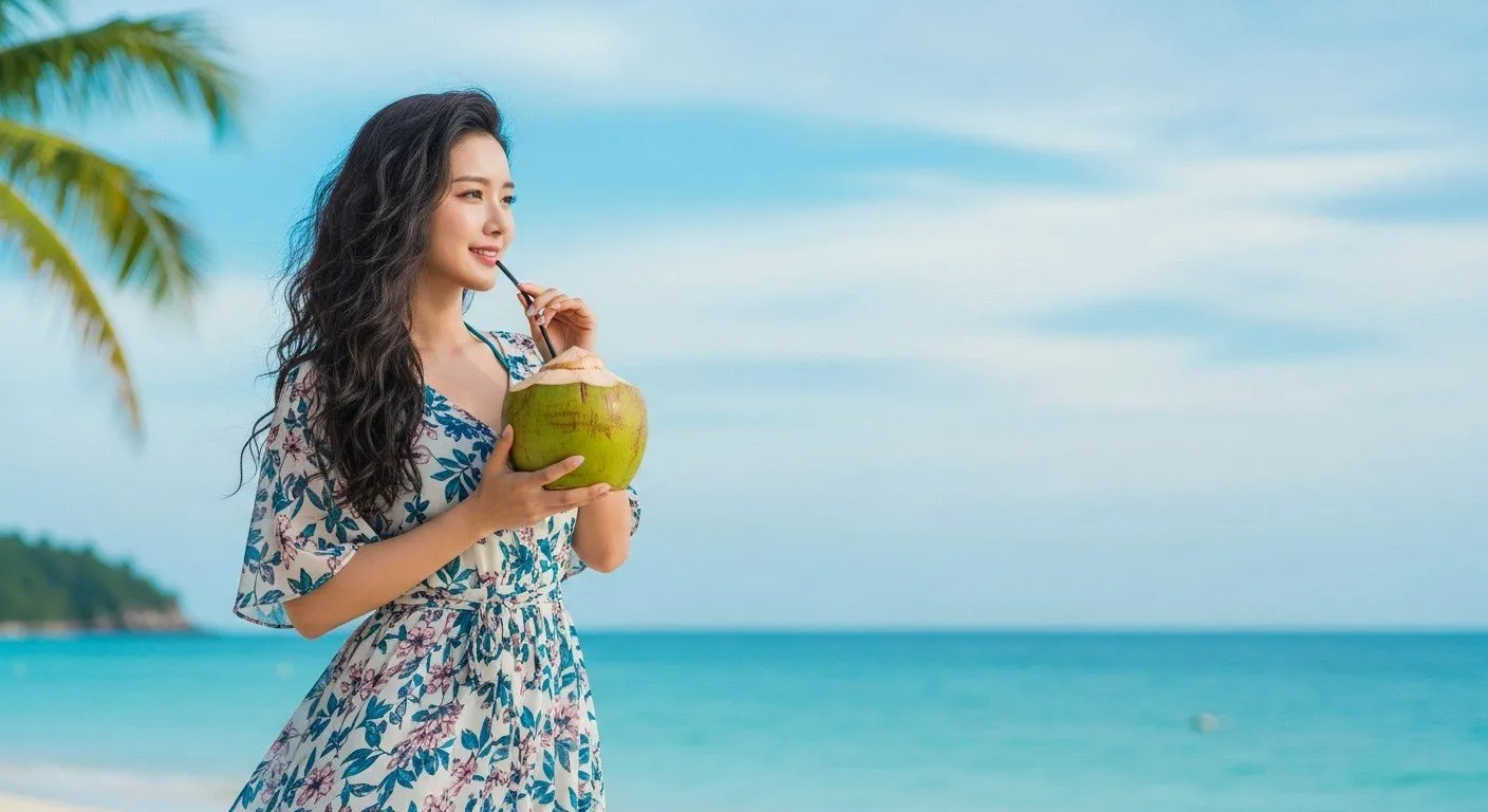 코코넛오일, 한국인 아름다운 20대 여성,고화질, 8k10