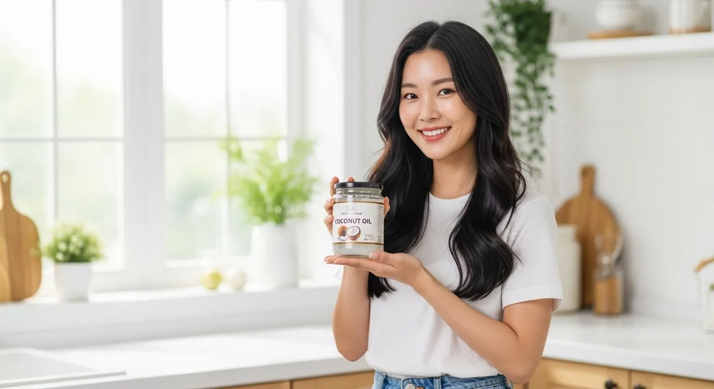 코코넛오일, 한국인 아름다운 20대 여성,고화질, 8k8