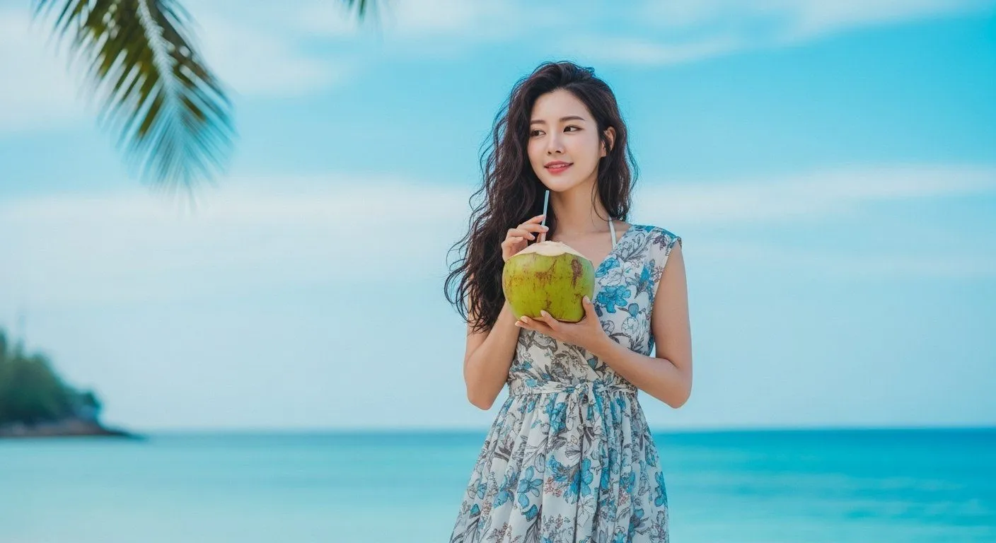 코코넛오일, 한국인 아름다운 20대 여성,고화질, 8k9