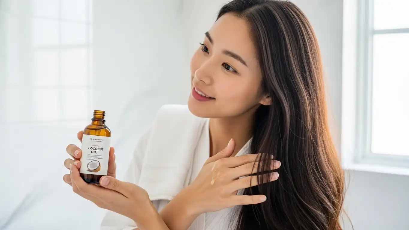 코코넛헤어오일, 아름다운 긴머리 한국인 20대 여성1