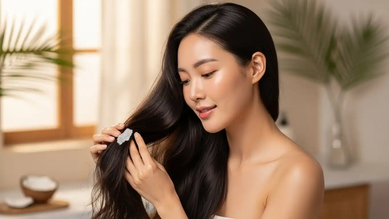 코코넛헤어오일, 아름다운 긴머리 한국인 20대 여성2